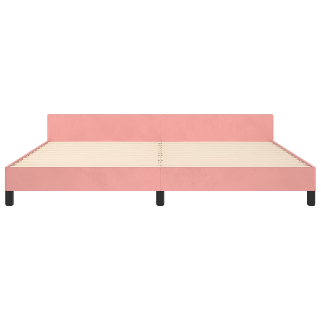Bedframe Met Hoofdeinde Fluweel Roze 200 x 200 cm Horizontale strepen