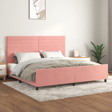 Bedframe Met Hoofdeinde Fluweel Roze 200 x 200 cm Horizontale strepen