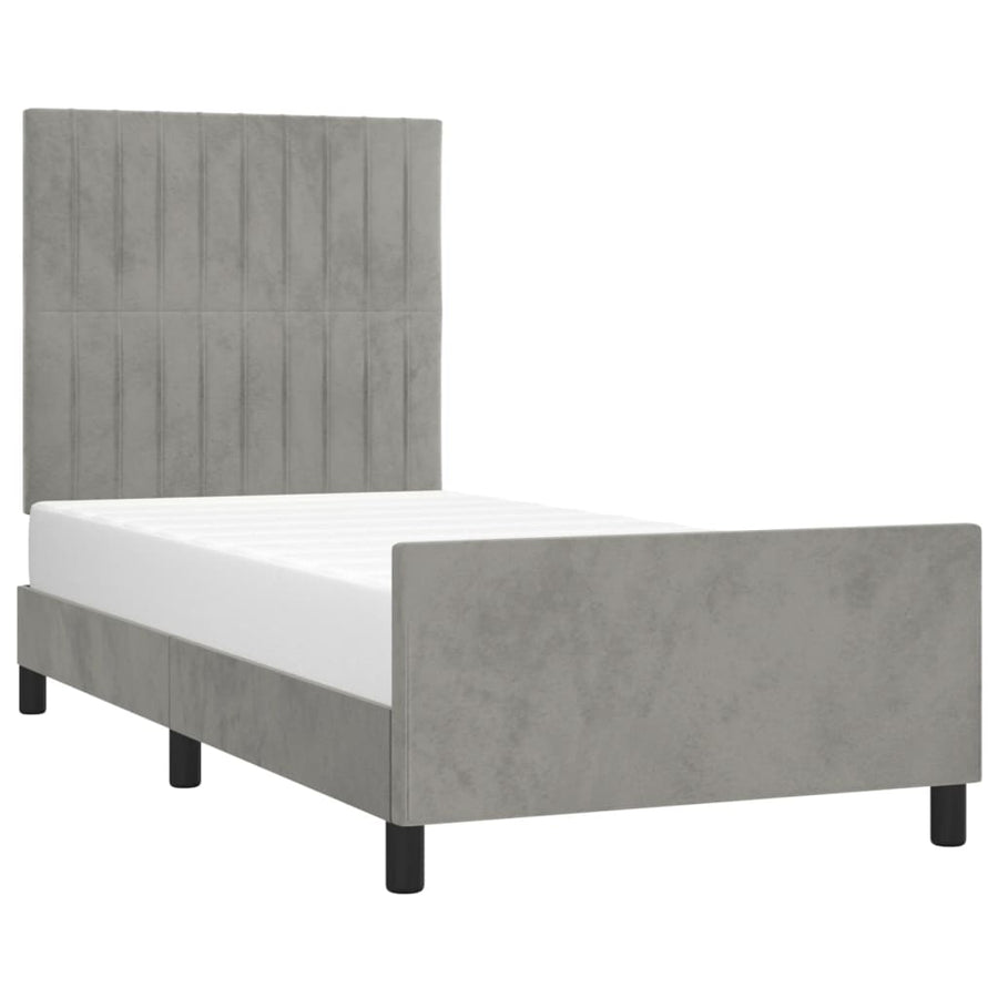 Bedframe Met Hoofdeinde Fluweel Lichtgrijs 80 x 200 cm Verticale strepen