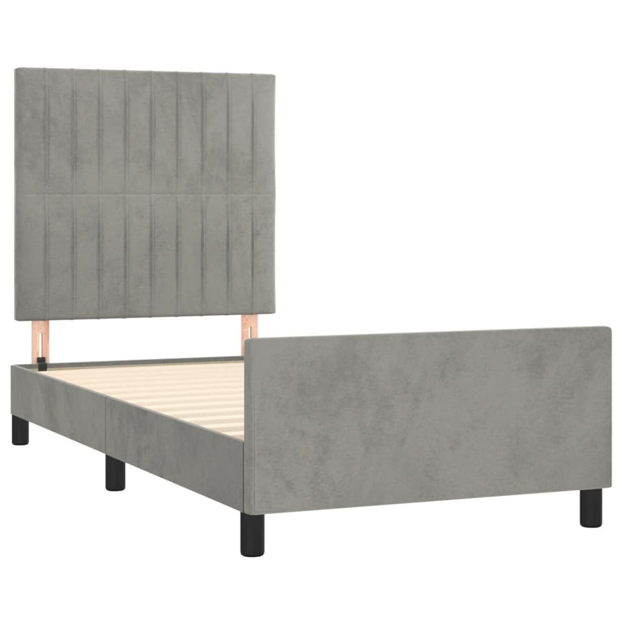 Bedframe Met Hoofdeinde Fluweel Lichtgrijs 80 x 200 cm Verticale strepen