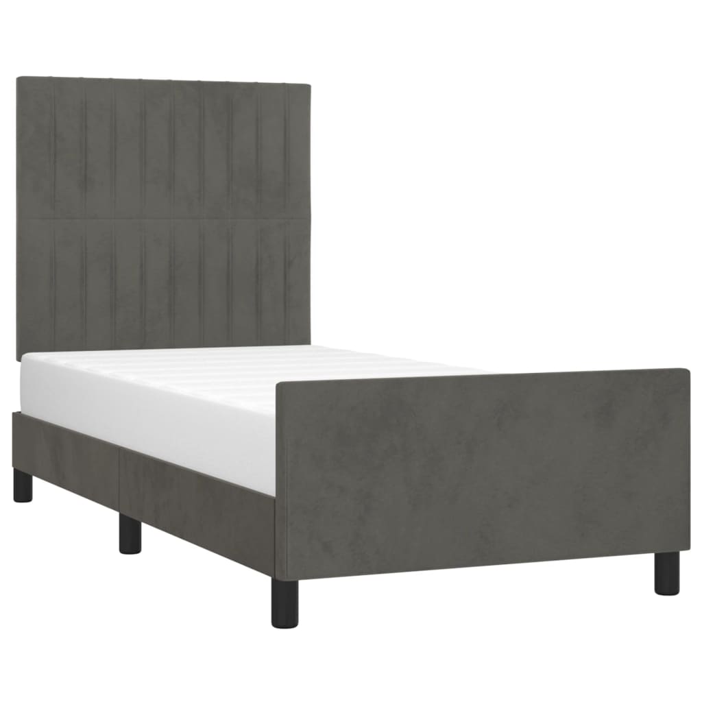 Bedframe Met Hoofdeinde Fluweel Donkergrijs 80 x 200 cm Verticale strepen
