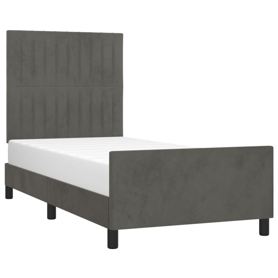 Bedframe Met Hoofdeinde Fluweel Donkergrijs 80 x 200 cm Verticale strepen