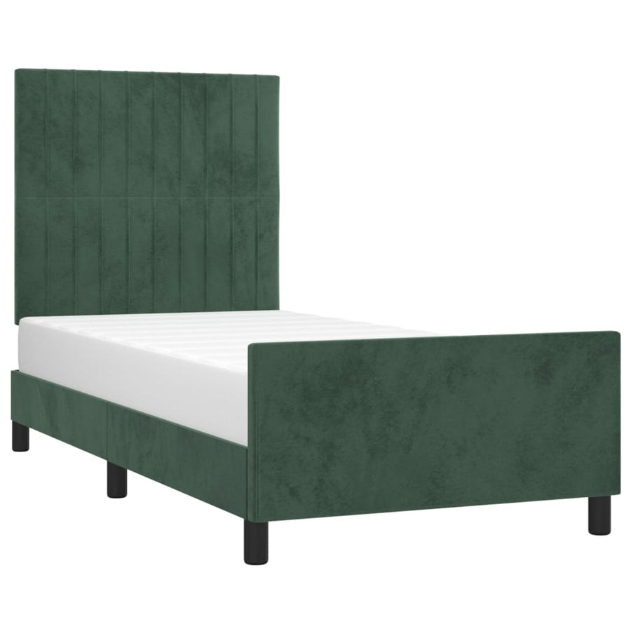 Bedframe Met Hoofdeinde Fluweel Donkergroen 80 x 200 cm Verticale strepen