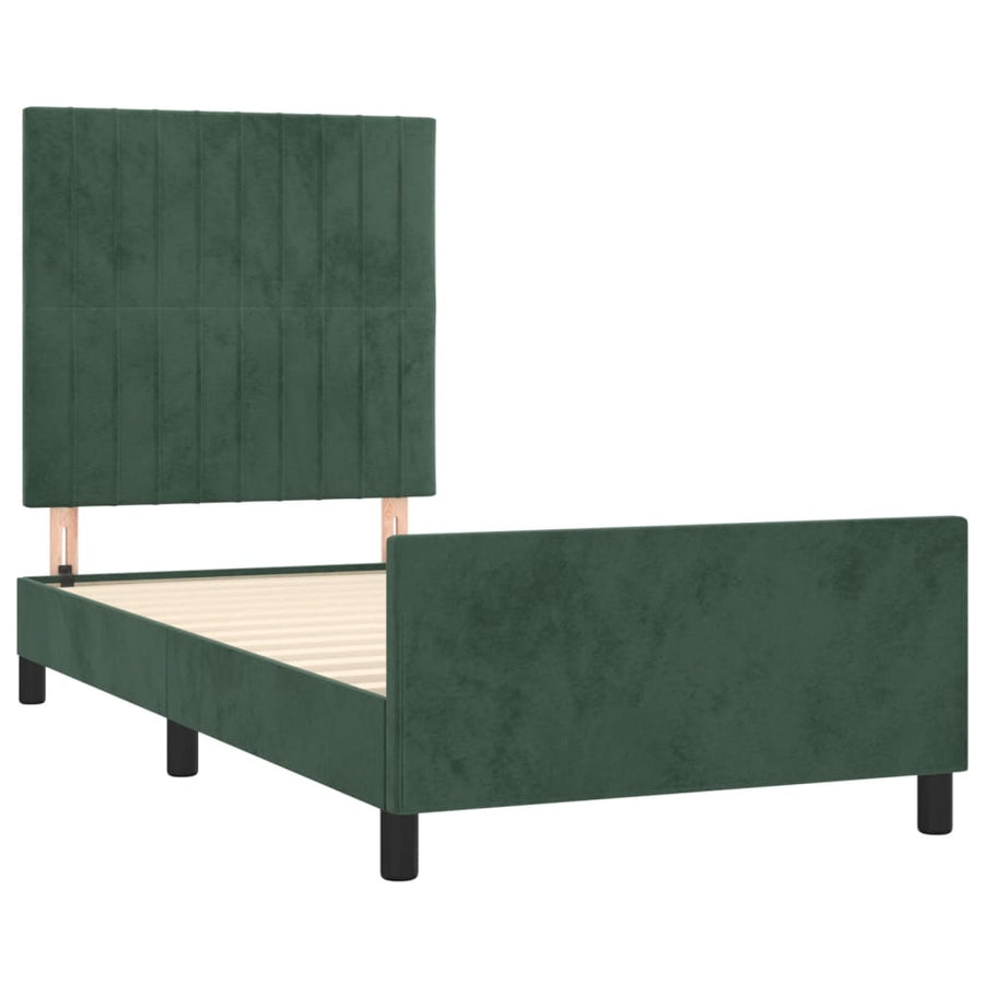 Bedframe Met Hoofdeinde Fluweel Donkergroen 80 x 200 cm Verticale strepen