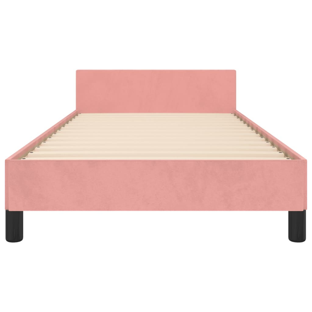 Bedframe Met Hoofdeinde Fluweel Roze 80 x 200 cm Verticale strepen