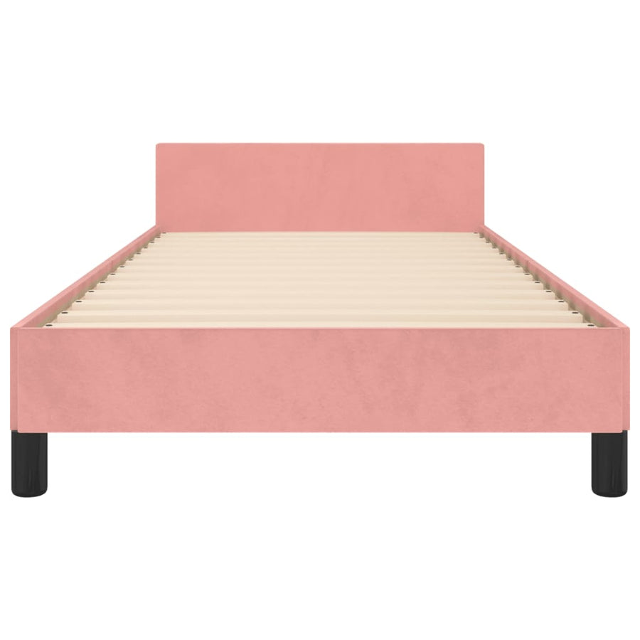 Bedframe Met Hoofdeinde Fluweel Roze 80 x 200 cm Verticale strepen