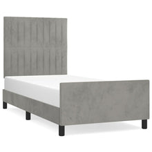 Bedframe Met Hoofdeinde Fluweel Lichtgrijs 90 x 190 cm Verticale strepen