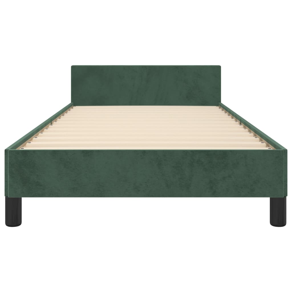 Bedframe Met Hoofdeinde Fluweel Donkergroen 90 x 190 cm Verticale strepen