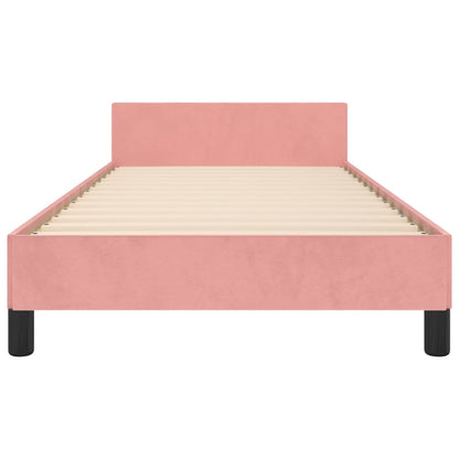 Bedframe Met Hoofdeinde Fluweel Roze 90 x 200 cm Verticale strepen