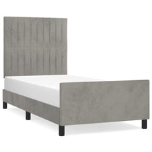 Bedframe Met Hoofdeinde Fluweel Lichtgrijs 100 x 200 cm Verticale strepen