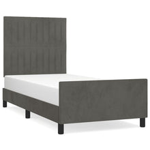 Bedframe Met Hoofdeinde Fluweel Donkergrijs 100 x 200 cm Verticale strepen