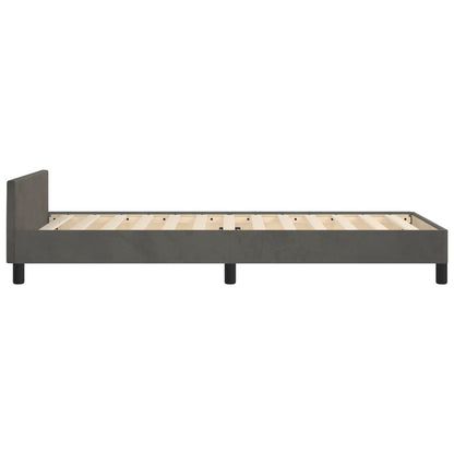 Bedframe Met Hoofdeinde Fluweel Donkergrijs 100 x 200 cm Verticale strepen