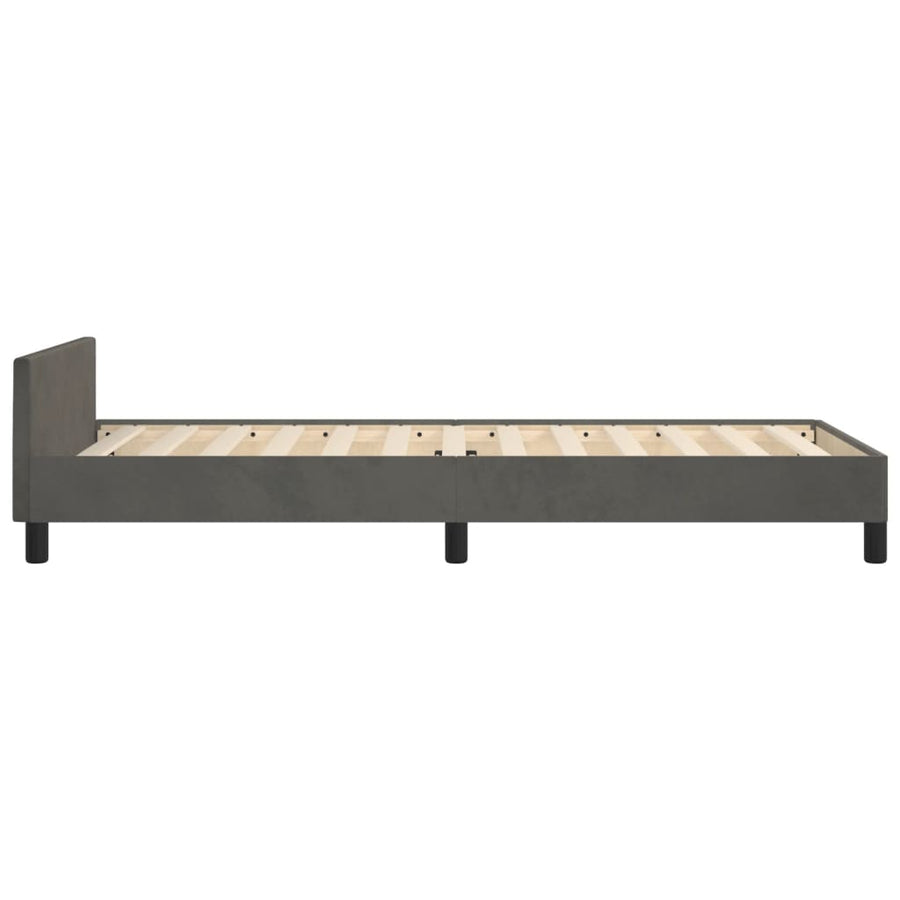 Bedframe Met Hoofdeinde Fluweel Donkergrijs 100 x 200 cm Verticale strepen