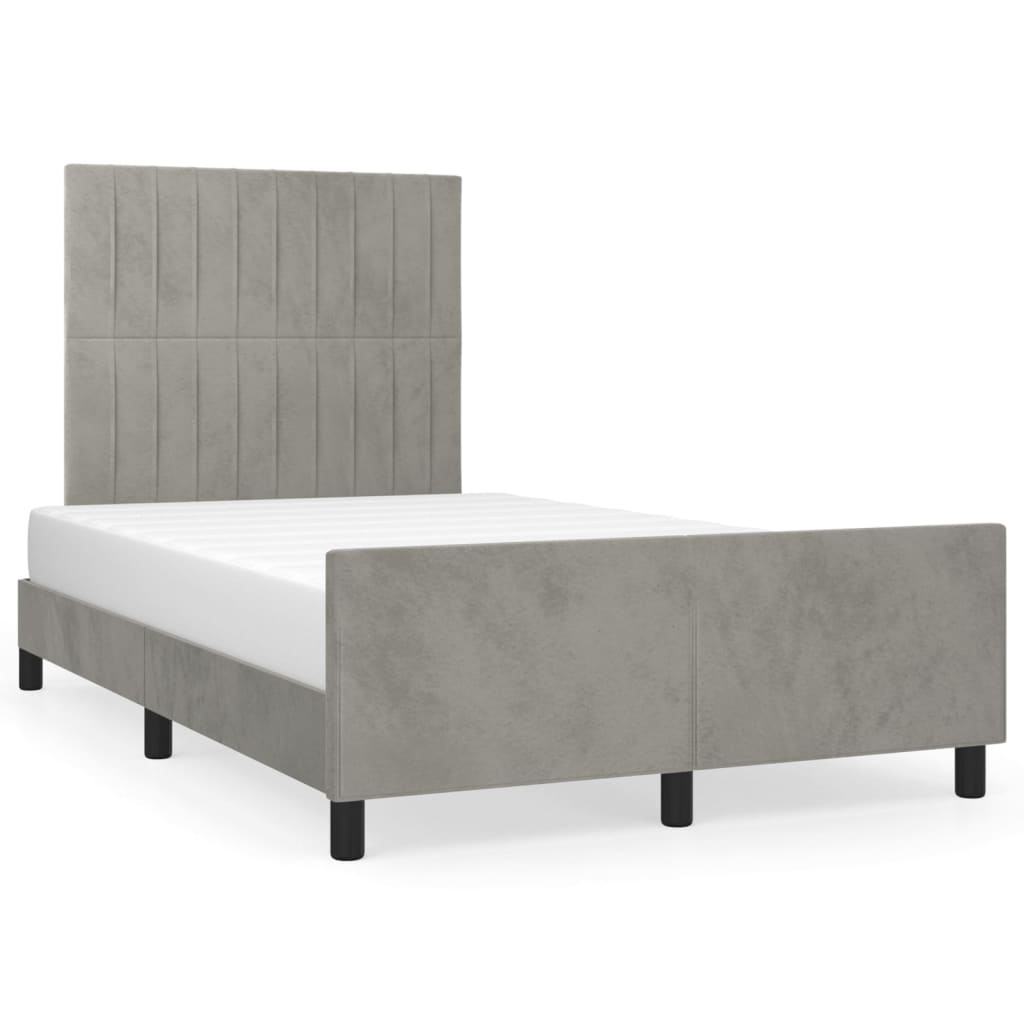 Bedframe Met Hoofdeinde Fluweel Lichtgrijs 120 x 200 cm Verticale strepen