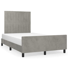Bedframe Met Hoofdeinde Fluweel Lichtgrijs 120 x 200 cm Verticale strepen
