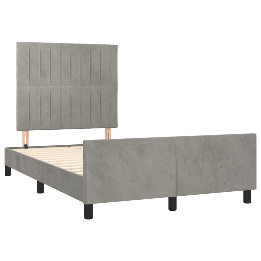 Bedframe Met Hoofdeinde Fluweel Lichtgrijs 120 x 200 cm Verticale strepen