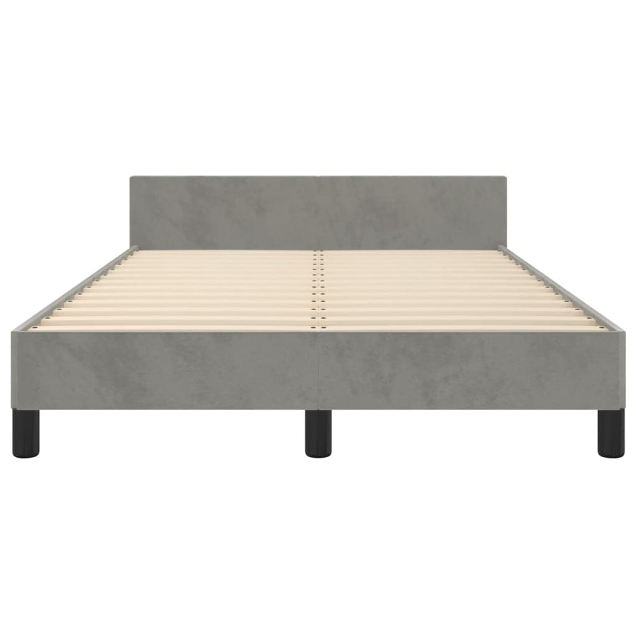 Bedframe Met Hoofdeinde Fluweel Lichtgrijs 120 x 200 cm Verticale strepen