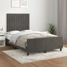 Bedframe Met Hoofdeinde Fluweel Donkergrijs 120 x 200 cm Verticale strepen