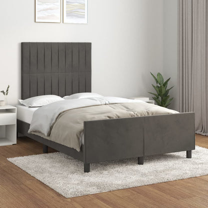 Bedframe Met Hoofdeinde Fluweel Donkergrijs 120 x 200 cm Verticale strepen