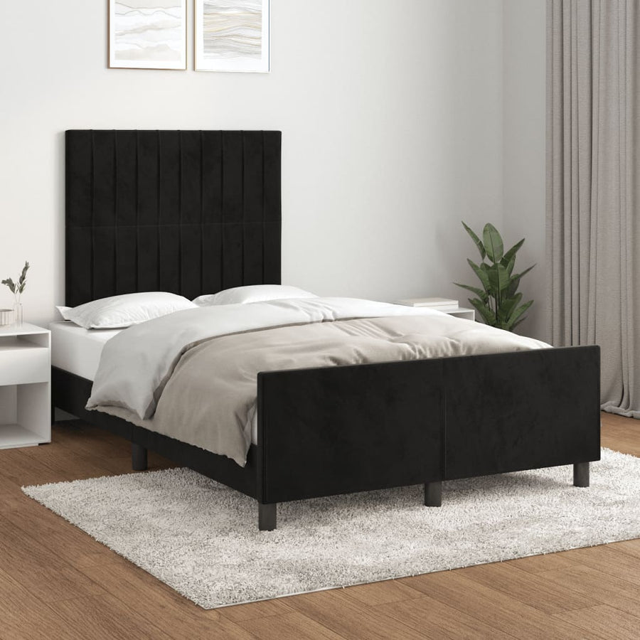 Bedframe Met Hoofdeinde Fluweel Zwart 120 x 200 cm Verticale strepen