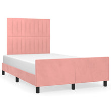 Bedframe Met Hoofdeinde Fluweel Roze 120 x 200 cm Verticale strepen