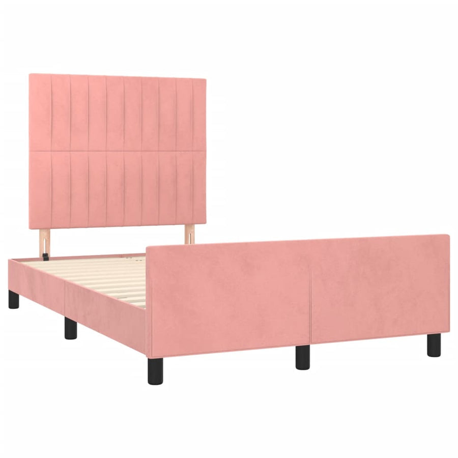 Bedframe Met Hoofdeinde Fluweel Roze 120 x 200 cm Verticale strepen