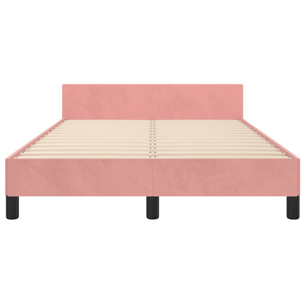 Bedframe Met Hoofdeinde Fluweel Roze 120 x 200 cm Verticale strepen