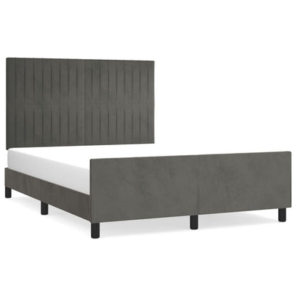 Bedframe Met Hoofdeinde Fluweel Donkergrijs 140 x 190 cm Verticale strepen