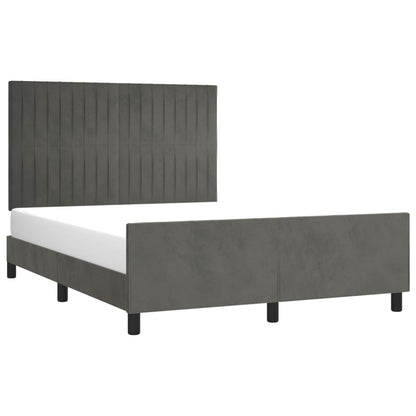 Bedframe Met Hoofdeinde Fluweel Donkergrijs 140 x 190 cm Verticale strepen