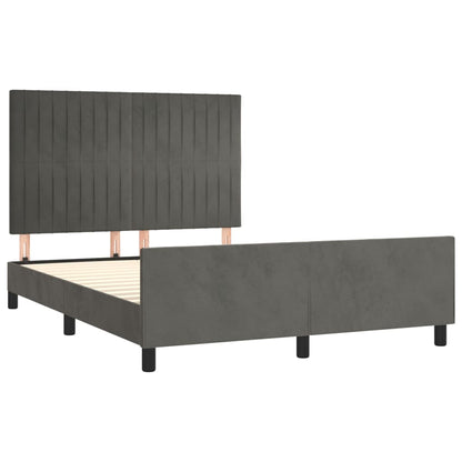 Bedframe Met Hoofdeinde Fluweel Donkergrijs 140 x 190 cm Verticale strepen