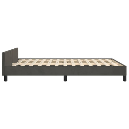 Bedframe Met Hoofdeinde Fluweel Donkergrijs 140 x 190 cm Verticale strepen