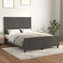 Bedframe Met Hoofdeinde Fluweel Donkergrijs 140 x 190 cm Verticale strepen