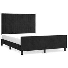 Bedframe Met Hoofdeinde Fluweel Zwart 140 x 190 cm Verticale strepen