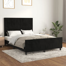 Bedframe Met Hoofdeinde Fluweel Zwart 140 x 190 cm Verticale strepen