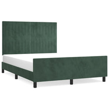 Bedframe Met Hoofdeinde Fluweel Donkergroen 140 x 190 cm Verticale strepen