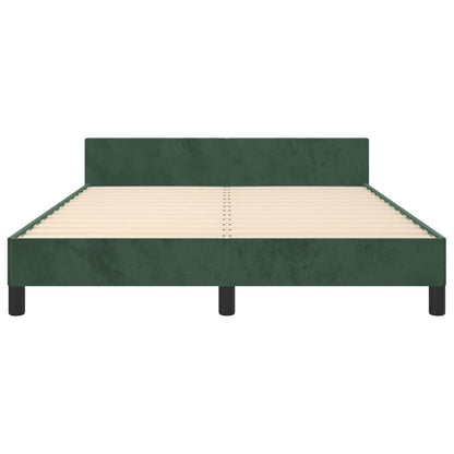 Bedframe Met Hoofdeinde Fluweel Donkergroen 140 x 190 cm Verticale strepen