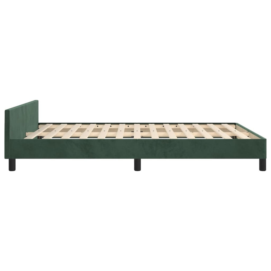 Bedframe Met Hoofdeinde Fluweel Donkergroen 140 x 190 cm Verticale strepen
