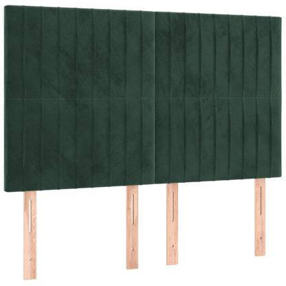 Bedframe Met Hoofdeinde Fluweel Donkergroen 140 x 190 cm Verticale strepen