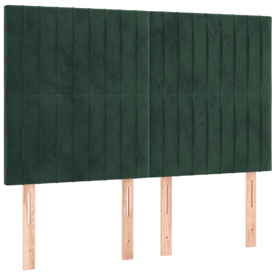 Bedframe Met Hoofdeinde Fluweel Donkergroen 140 x 190 cm Verticale strepen