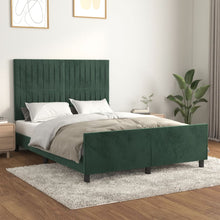 Bedframe Met Hoofdeinde Fluweel Donkergroen 140 x 190 cm Verticale strepen