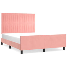 Bedframe Met Hoofdeinde Fluweel Roze 140 x 190 cm Verticale strepen