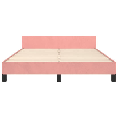 Bedframe Met Hoofdeinde Fluweel Roze 140 x 190 cm Verticale strepen