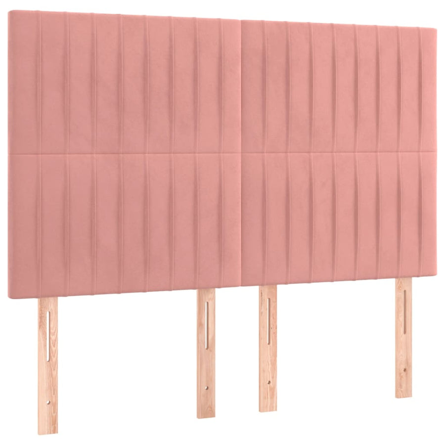 Bedframe Met Hoofdeinde Fluweel Roze 140 x 190 cm Verticale strepen