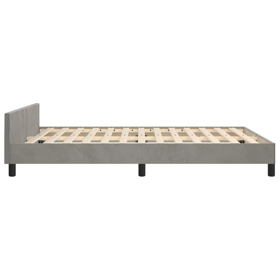 Bedframe Met Hoofdeinde Fluweel Lichtgrijs 140 x 200 cm Verticale strepen