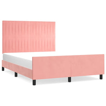 Bedframe Met Hoofdeinde Fluweel Roze 140 x 200 cm Verticale strepen