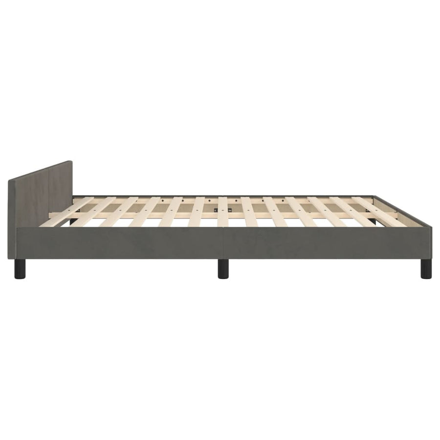 Bedframe Met Hoofdeinde Fluweel Donkergrijs 160 x 200 cm Verticale strepen