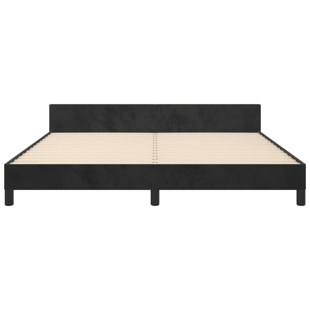 Bedframe Met Hoofdeinde Fluweel Zwart 160 x 200 cm Verticale strepen