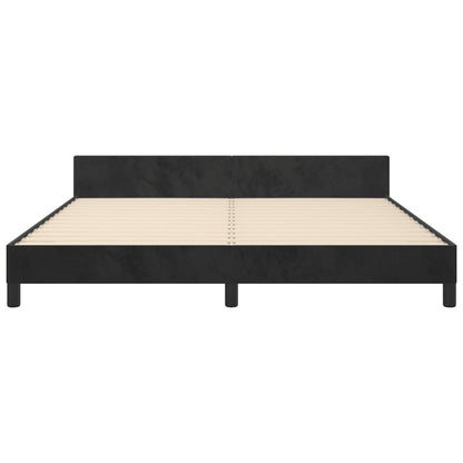 Bedframe Met Hoofdeinde Fluweel Zwart 160 x 200 cm Verticale strepen
