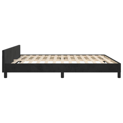 Bedframe Met Hoofdeinde Fluweel Zwart 160 x 200 cm Verticale strepen