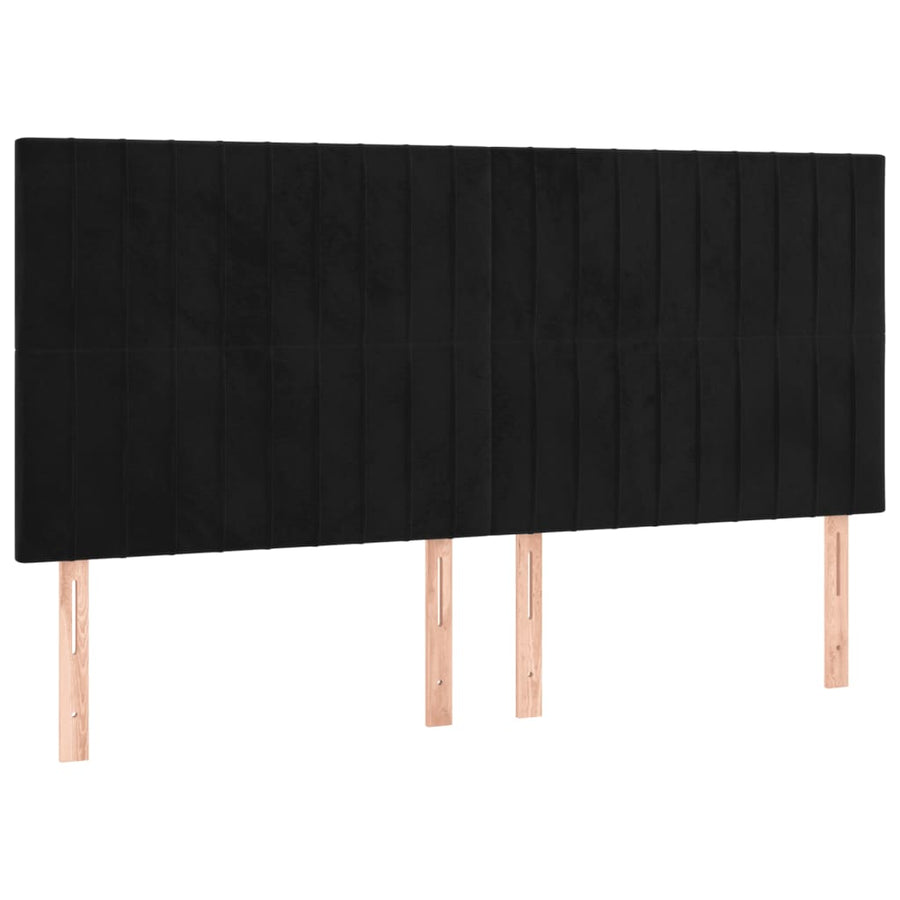Bedframe Met Hoofdeinde Fluweel Zwart 160 x 200 cm Verticale strepen